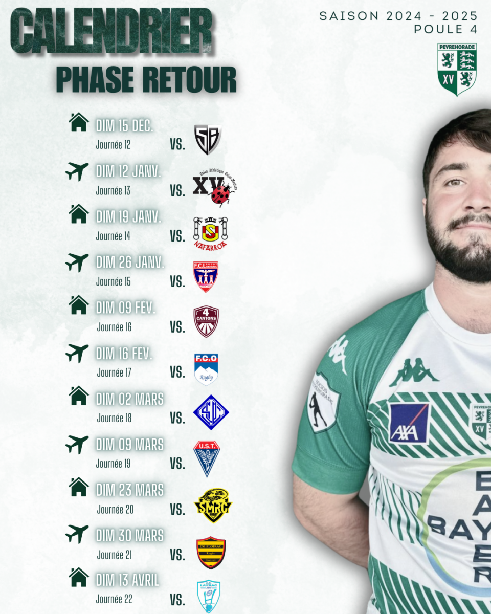 Peyrehorade Sports Club De Rugby Peyrehorade CALENDRIER 2024 2025